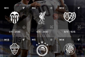 皇马官方晒11月赛程：主场战瓦伦西亚后将迎5连客，含客战利物浦