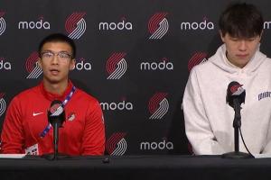 解说：杨瀚森的翻译刘禹铖已进入开拓者教练组 不再是专职翻译